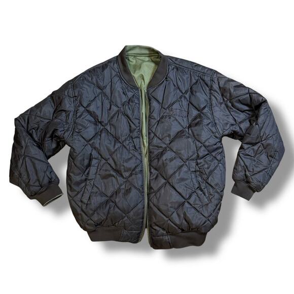 Vintage South Pole Bomber Jacket Mens Reversible Brown and Green Size XL FLAWED - Picture 1 of 13